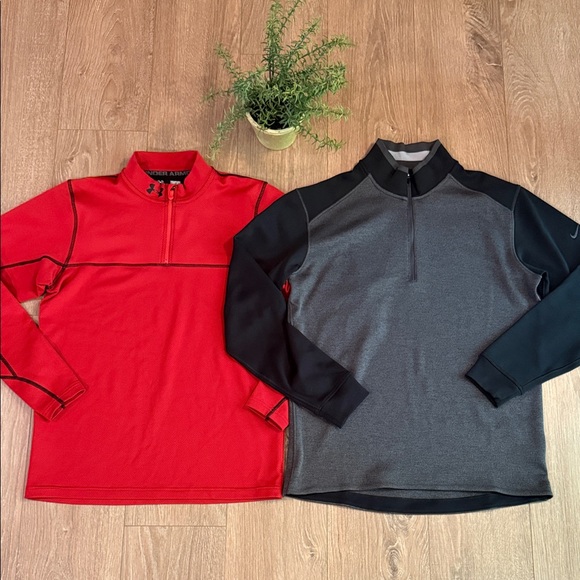 ((2 PIECE)) MENS NIKE AND UNDER ARMOUR QUARTER ZIP PULLOVERS SIZE MED - Picture 1 of 6